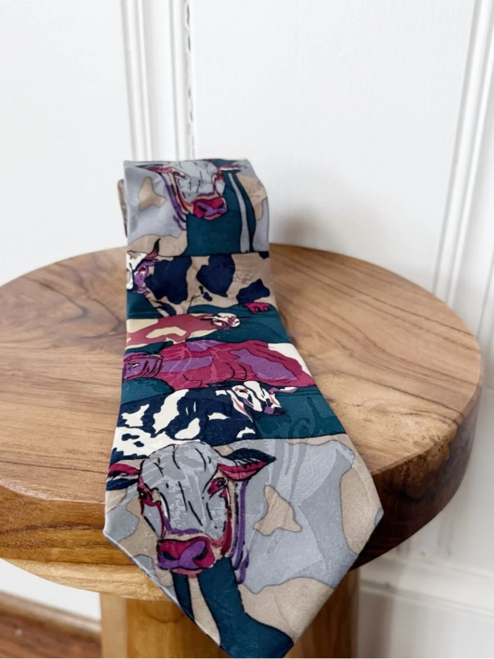 Carlo Ricci Silk Cow Print Abstract Rancher Tie Made in Italy